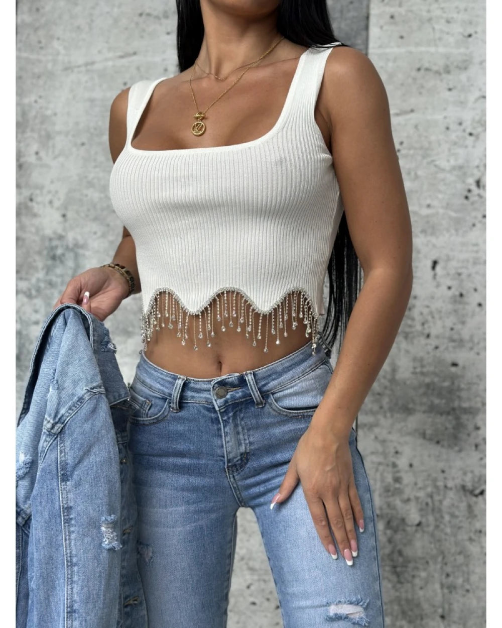 Tassel Rhinestone Camisole Top