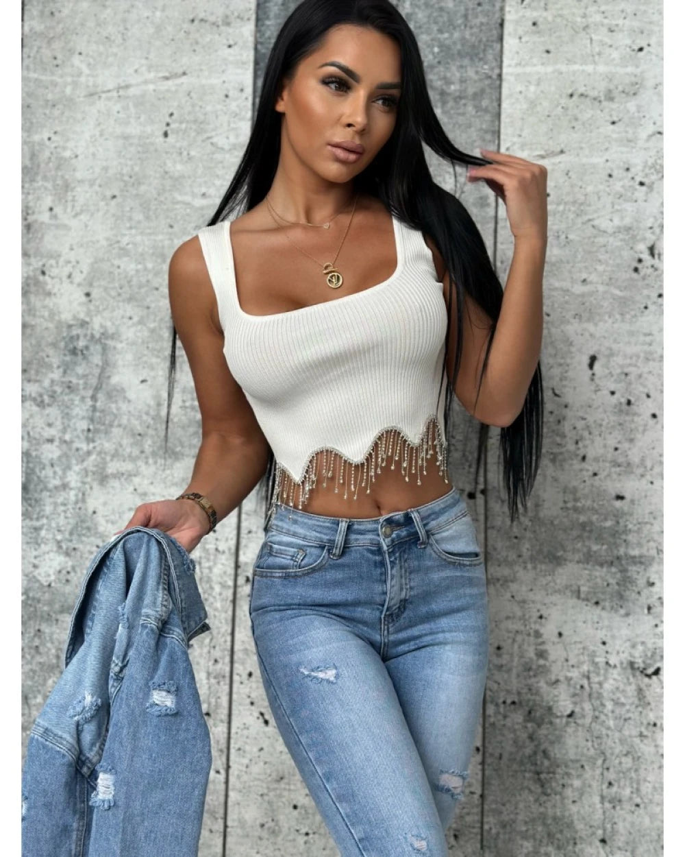 Tassel Rhinestone Camisole Top