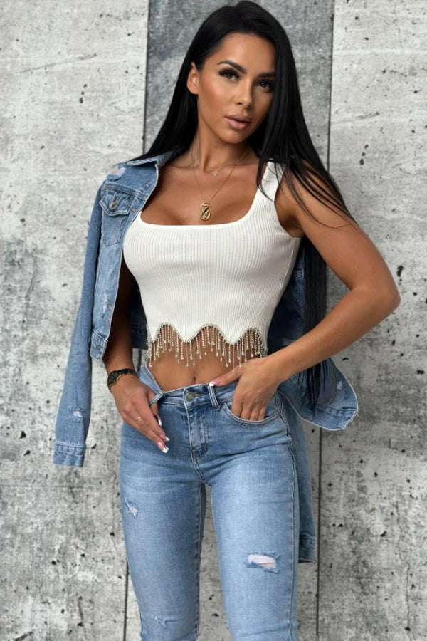 Tassel Rhinestone Camisole Top