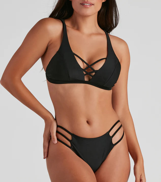 Split Swimsuit – Solid Color Sexy Brazilian Two-Piece Bikini Set
