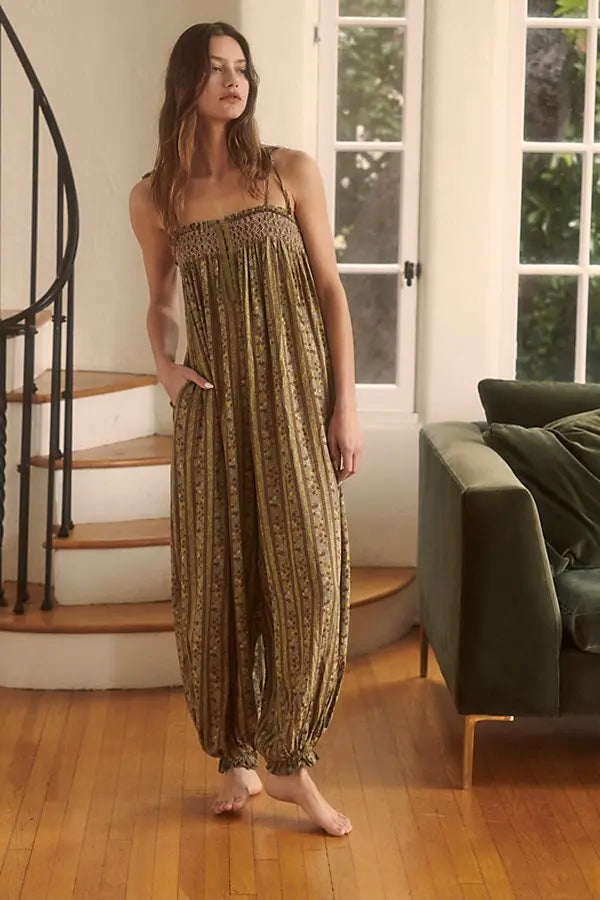 Retro Floral Cami Jumpsuit