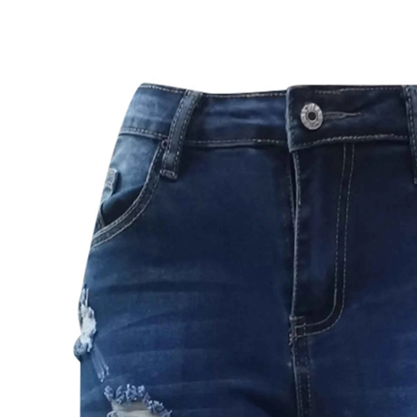 Women's Casual And Fashionable Perforated Elastic Denim Capris Classic Y2K Punk Long Trousers