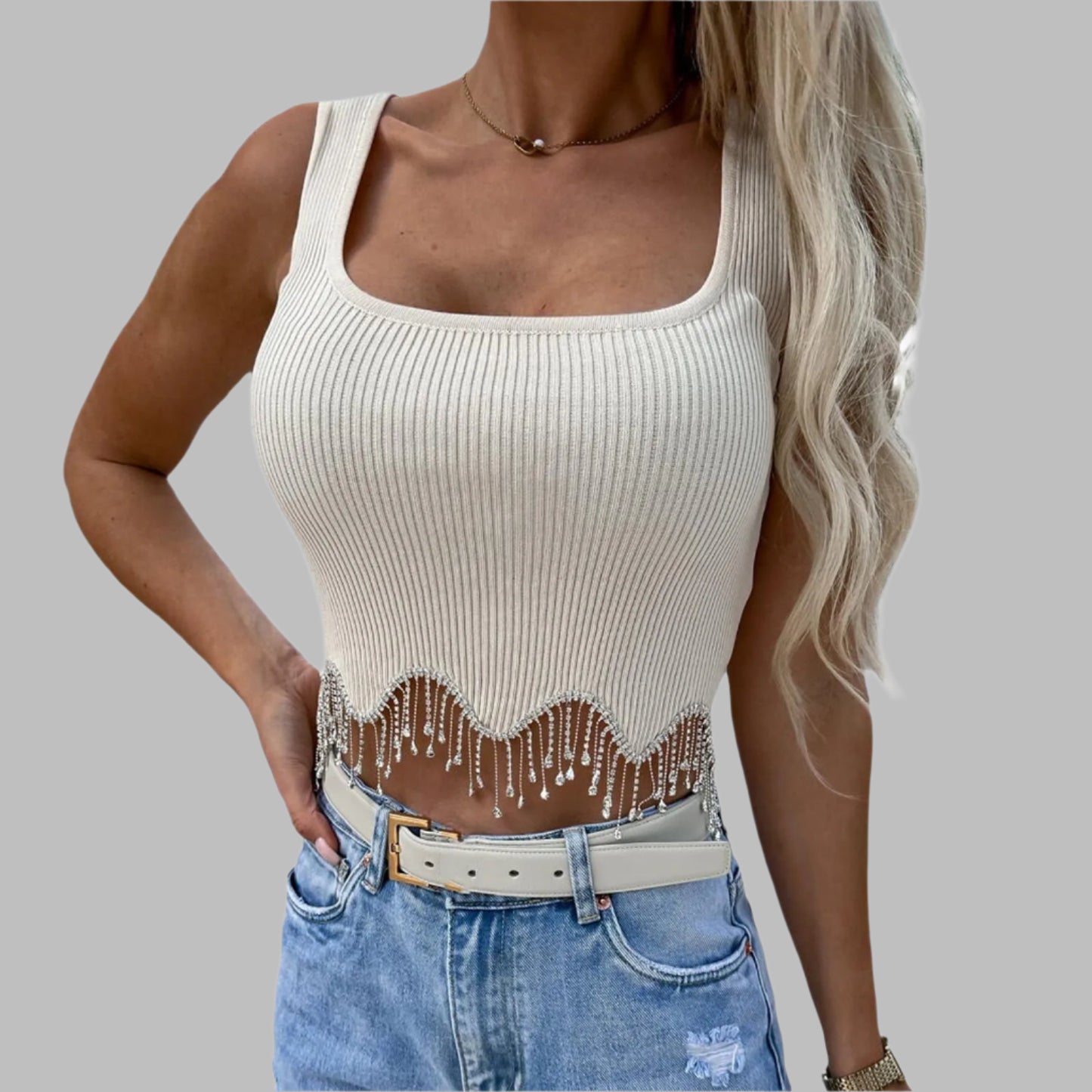 Tassel Rhinestone Camisole Top