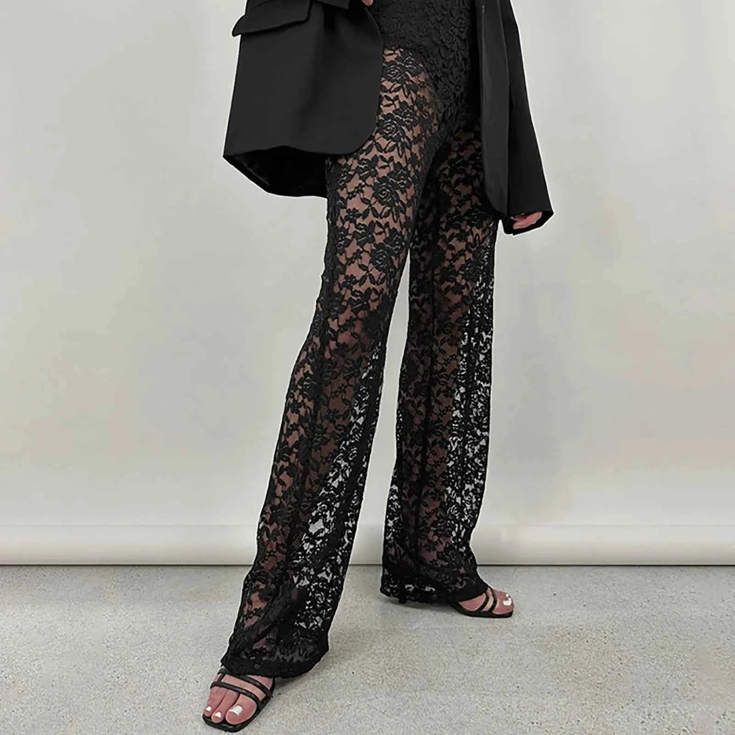 Women’s High-Waisted Lace See-Through Patchwork Pants