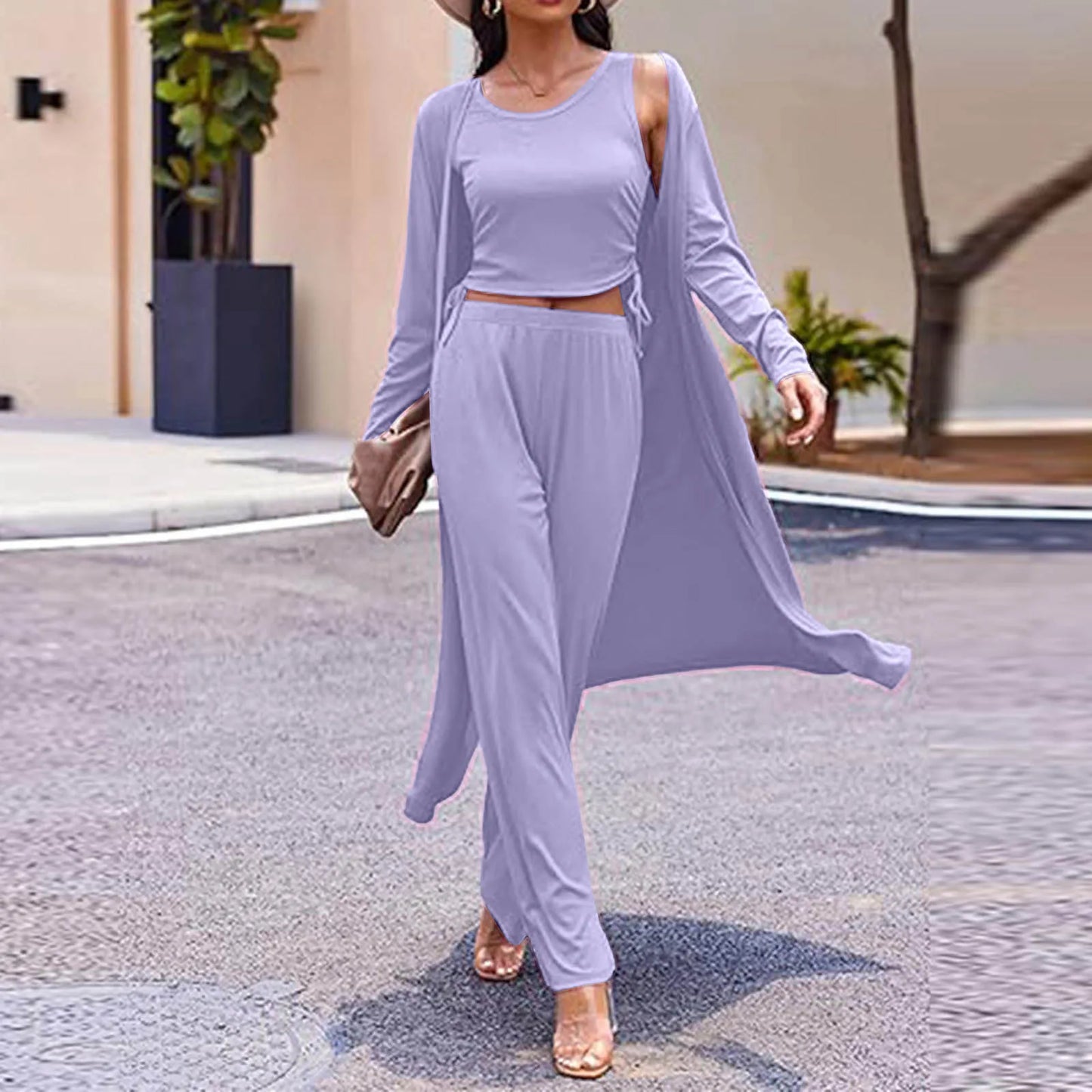 Casual Cardigan Pants Set