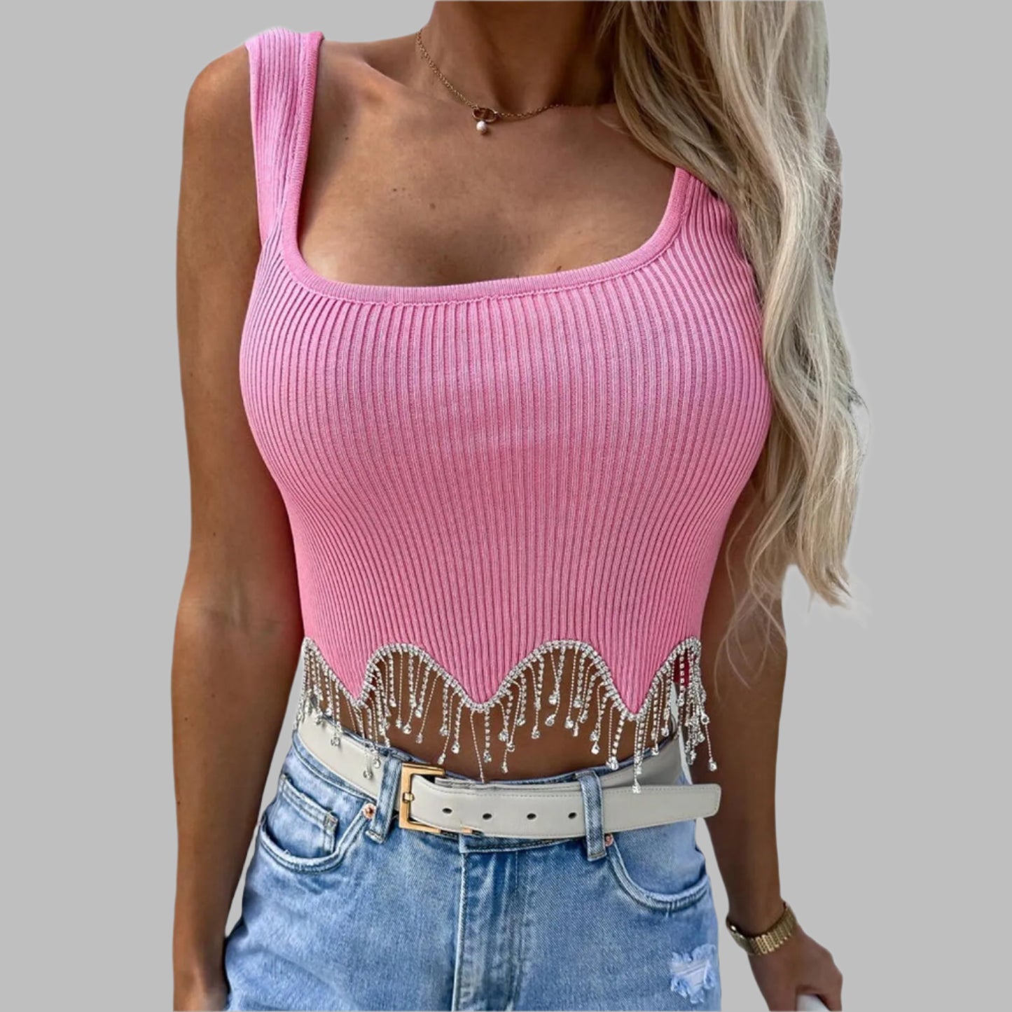 Tassel Rhinestone Camisole Top
