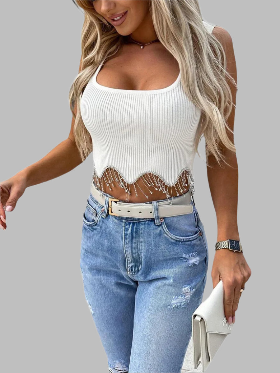 Tassel Rhinestone Camisole Top