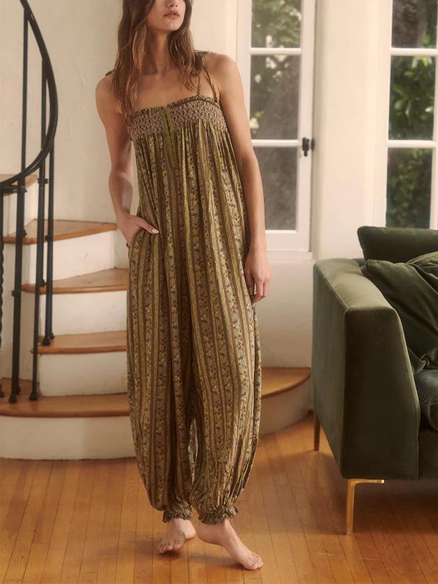Retro Floral Cami Jumpsuit