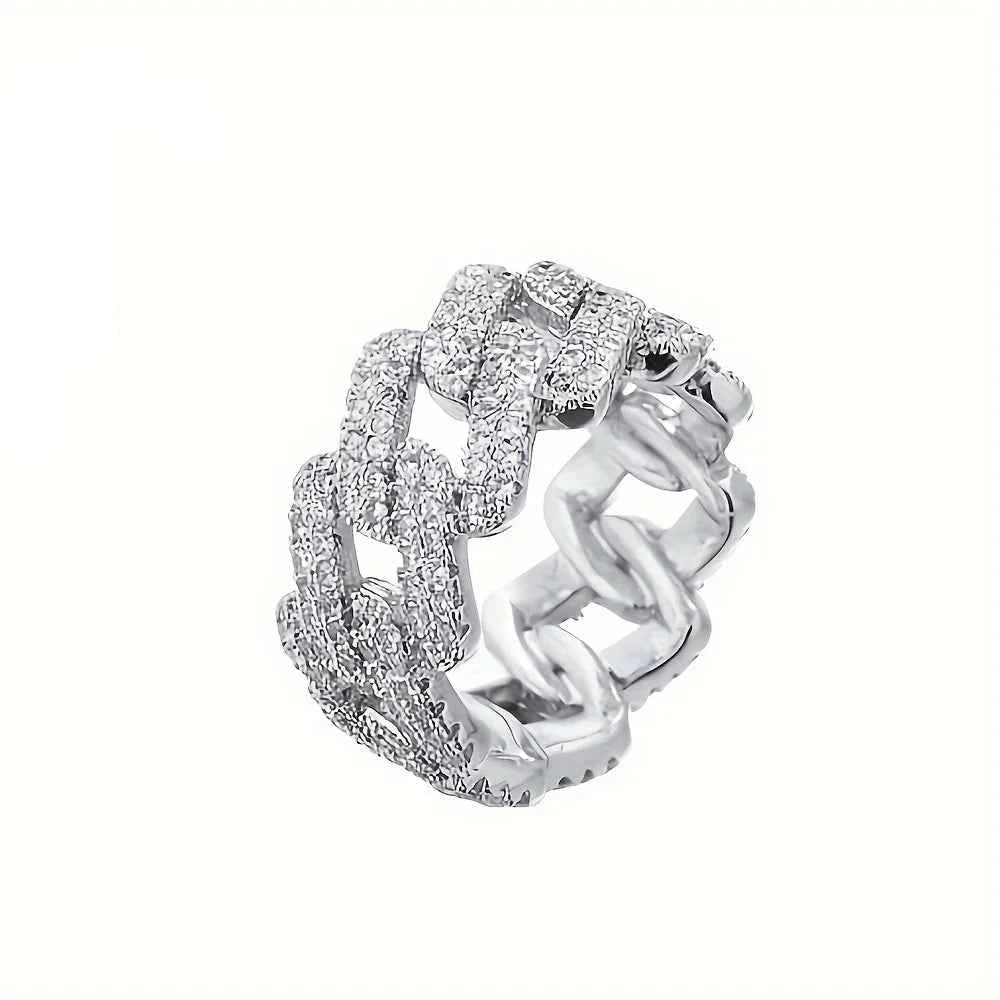 1pc S925 Sterling Silver with 5.4CT Moissanite American Street Hip Hop Cuban Ring, Unisex, Gemstone Jewelry | Gifts for Mother |