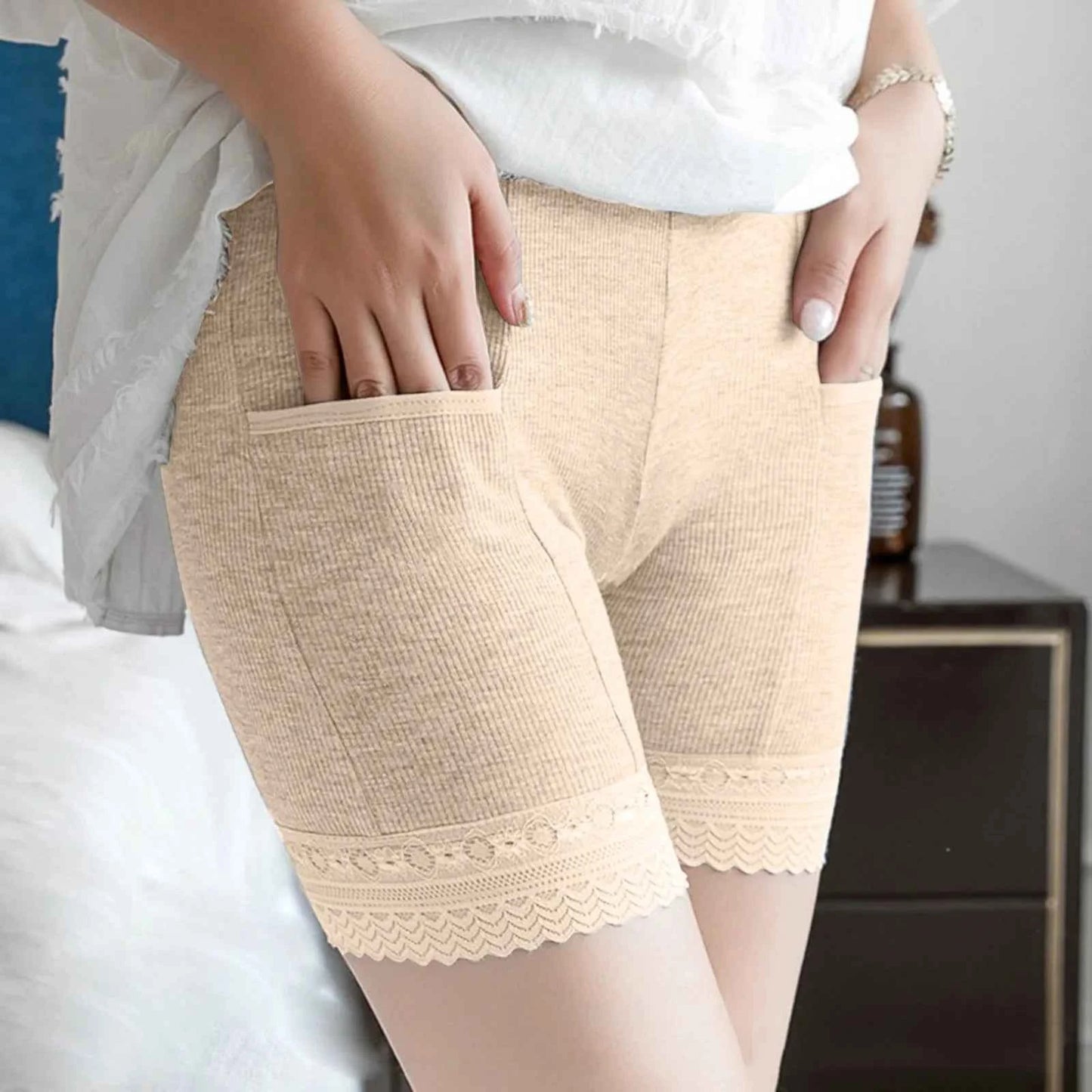 Women's Lace Trim Pocket Safety Shorts