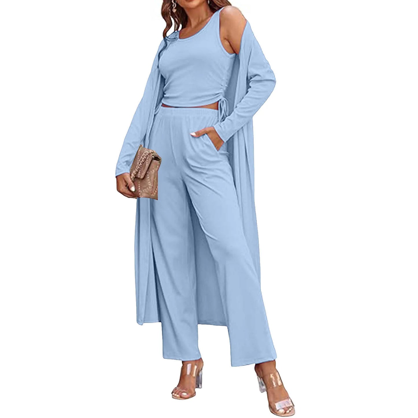 Casual Cardigan Pants Set