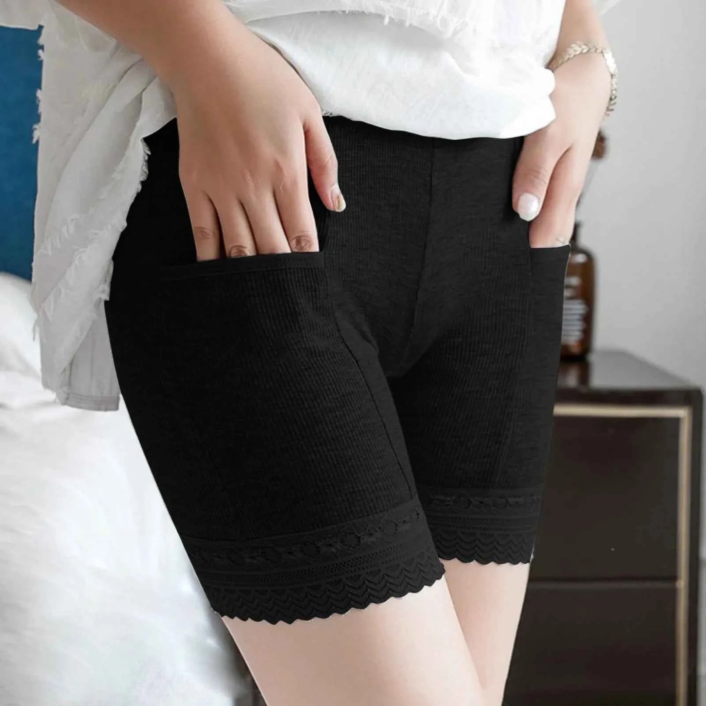 Women's Lace Trim Pocket Safety Shorts