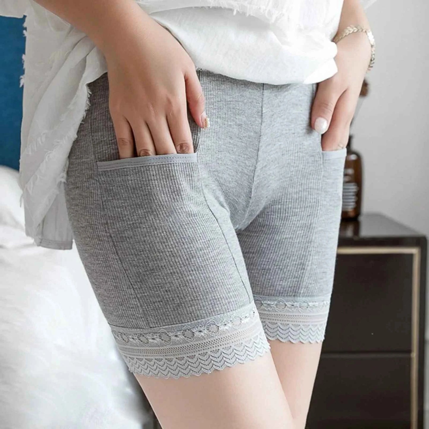 Women's Lace Trim Pocket Safety Shorts