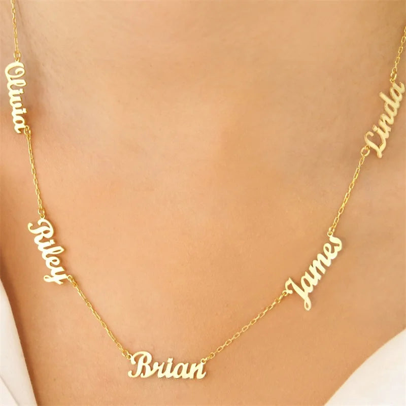Custom Multi-name Necklace Stainless