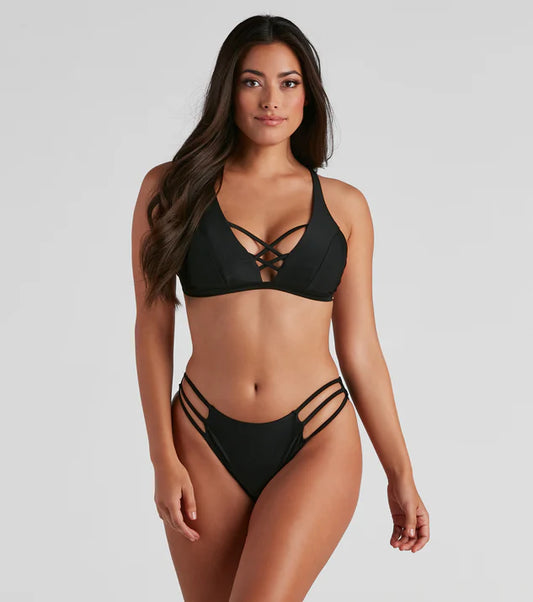 Split Swimsuit – Solid Color Sexy Brazilian Two-Piece Bikini Set
