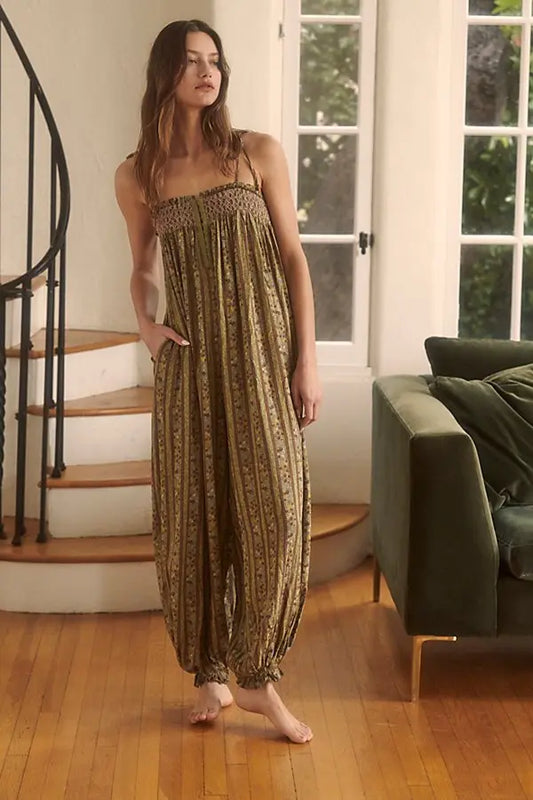 Retro Floral Cami Jumpsuit