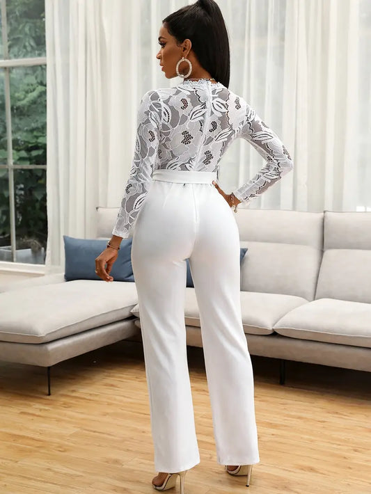 Lace Belted Summer Jumpsuit