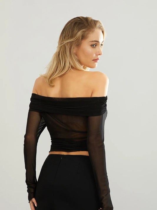 Mesh Off-Shoulder Blouse