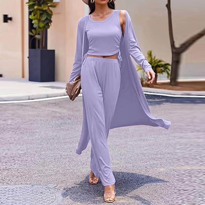 Casual Cardigan Pants Set