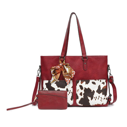 Cow Print Tote Set