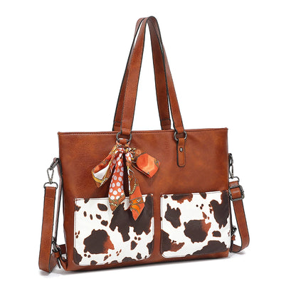 Cow Print Tote Set