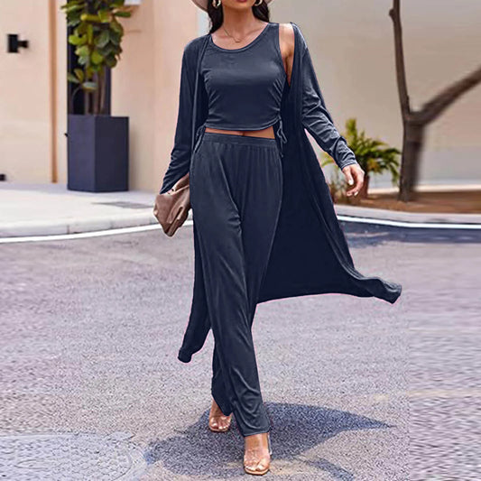 Casual Cardigan Pants Set