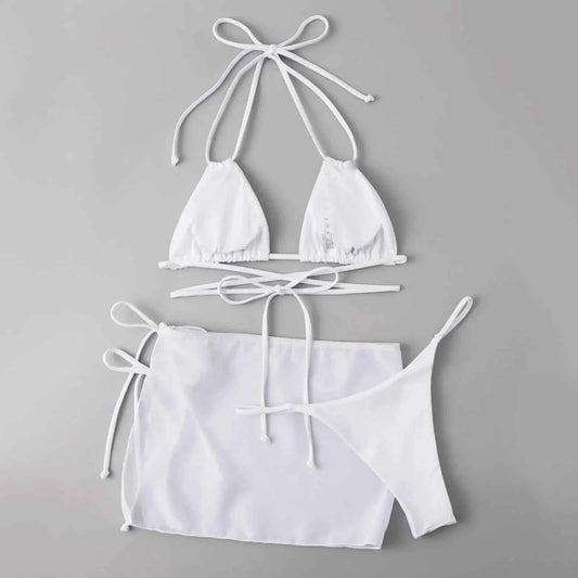 Three-Piece Drawstring Bikini Set