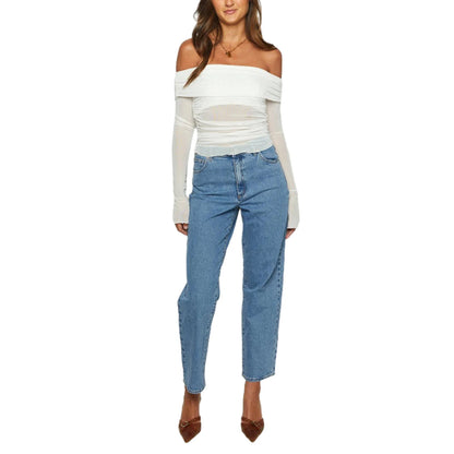 Mesh Off-Shoulder Blouse