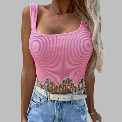 Tassel Rhinestone Camisole Top