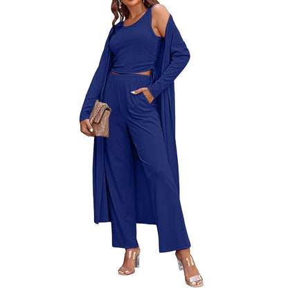 Drawstring Vest Cardigan Set