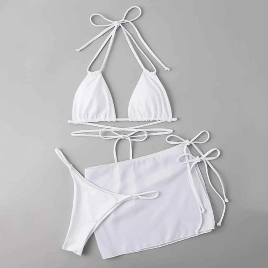 Three-Piece Drawstring Bikini Set