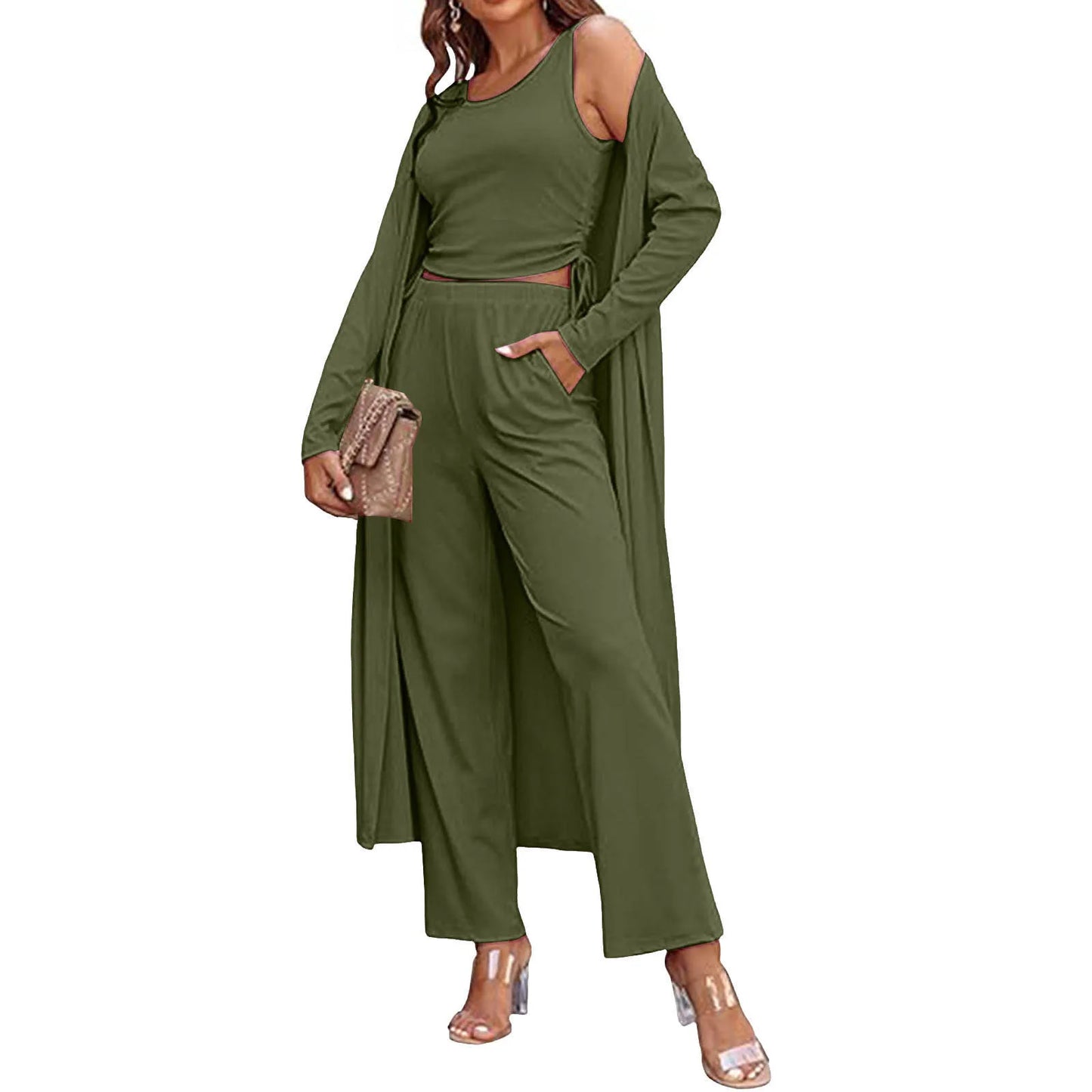 Casual Cardigan Pants Set
