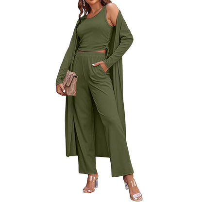 Casual Cardigan Pants Set