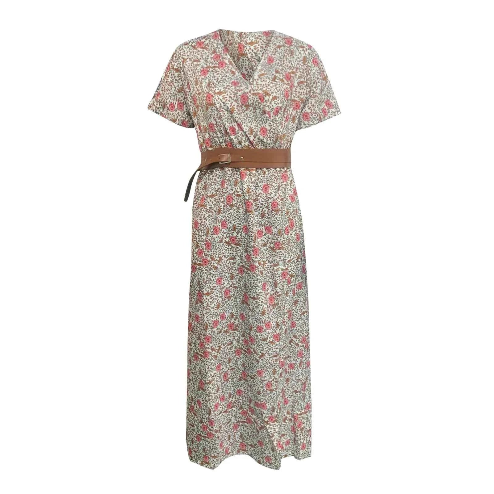 Floral Belted Maxi Dress