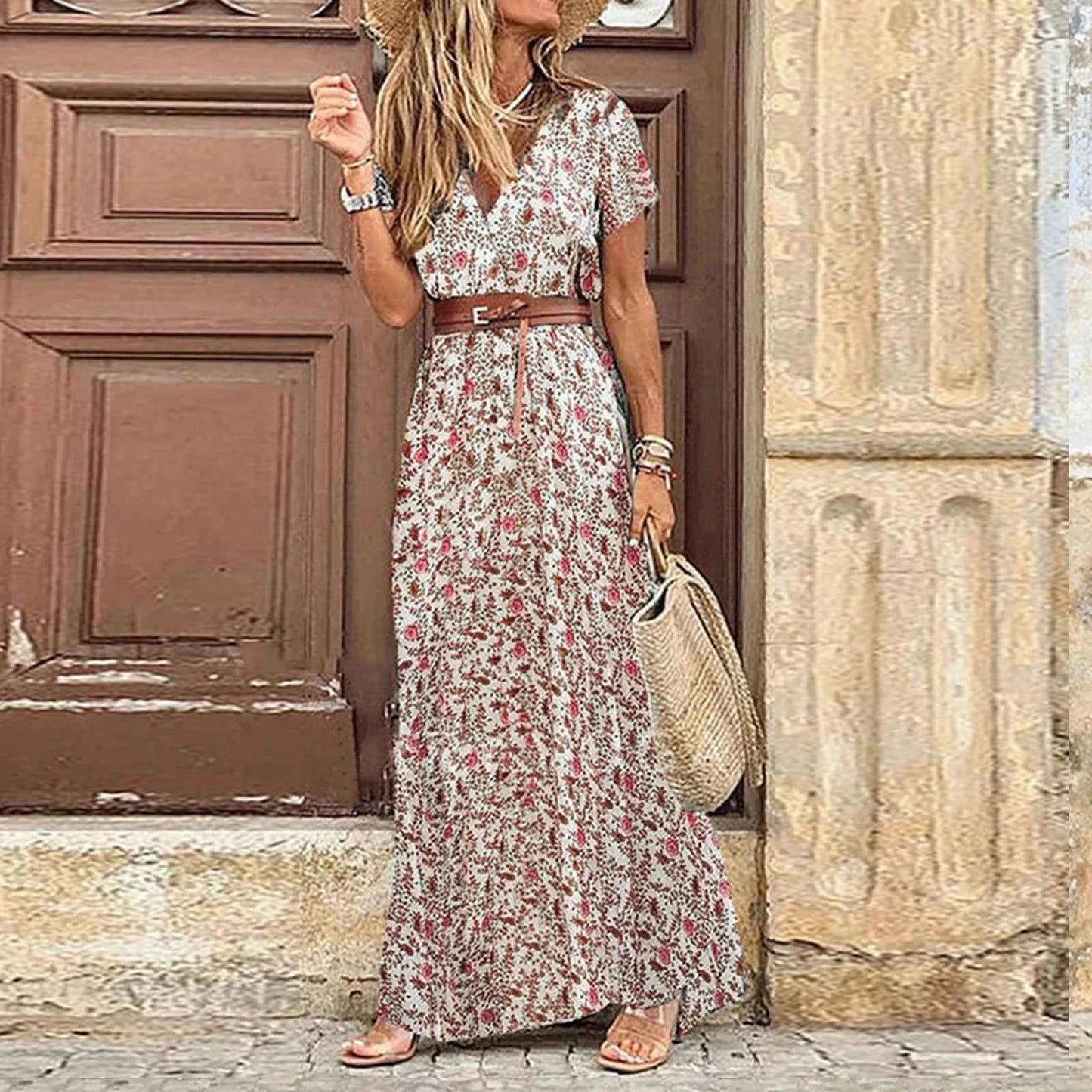 Floral Belted Maxi Dress