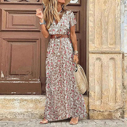 Floral Belted Maxi Dress