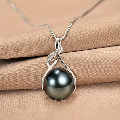Luxury Handmade Tahitian Black Pearl Pendant Necklace