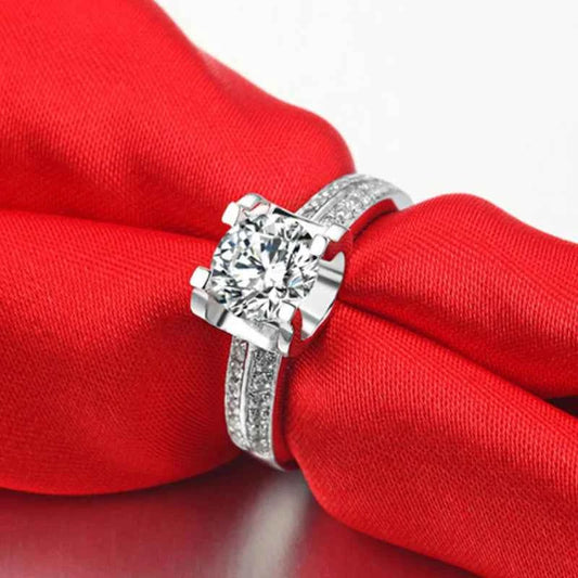 OXTAO Classic Engagement Ring 925 Sterling Silver Cubic Zirconia Engagement Promise Wedding Band Ring Jewelry Wedding Gift