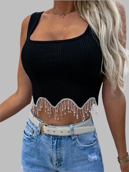 Tassel Rhinestone Camisole Top