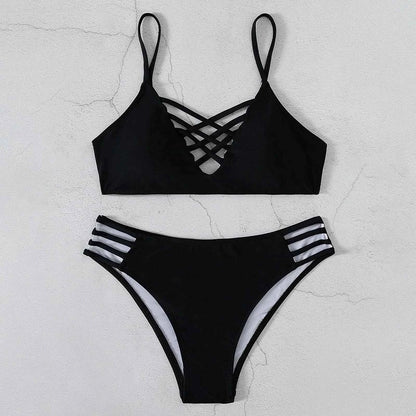 Split Swimsuit – Solid Color Sexy Brazilian Two-Piece Bikini Set