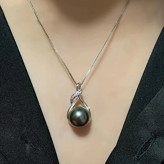 Luxury Handmade Tahitian Black Pearl Pendant Necklace