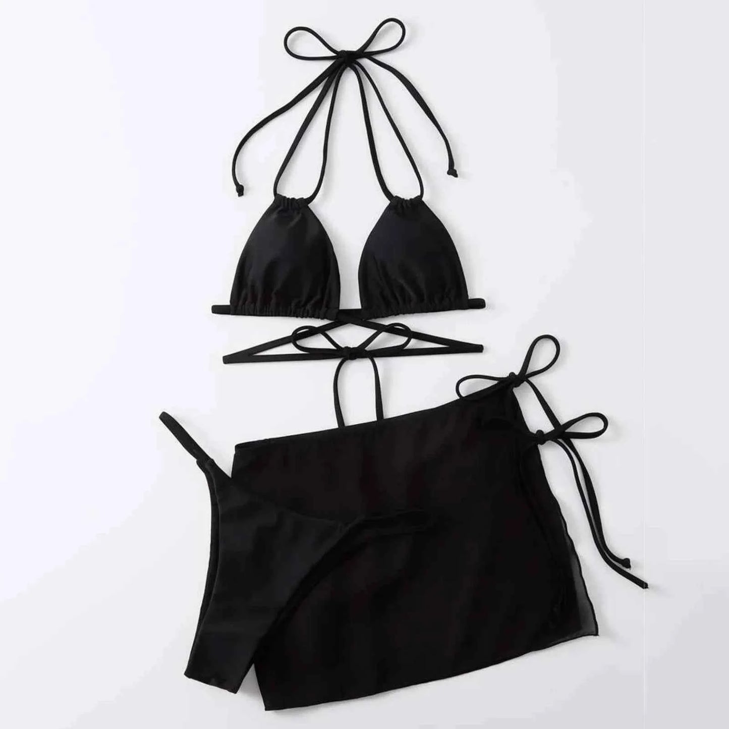 Three-Piece Drawstring Bikini Set