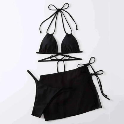 Three-Piece Drawstring Bikini Set