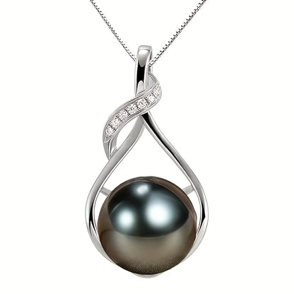 Luxury Handmade Tahitian Black Pearl Pendant Necklace