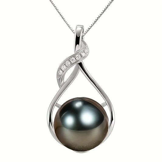 Luxury Handmade Tahitian Black Pearl Pendant Necklace