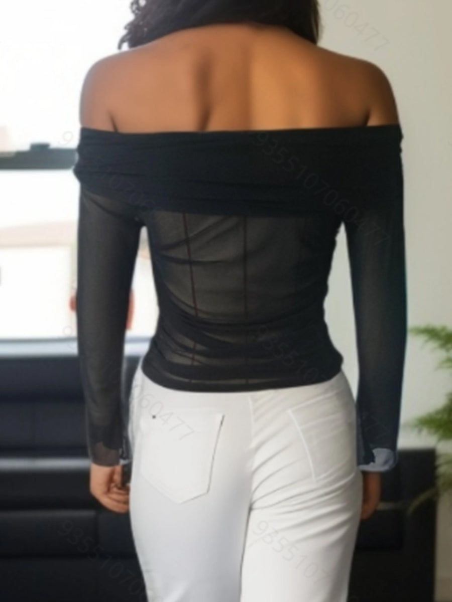 Mesh Off-Shoulder Blouse