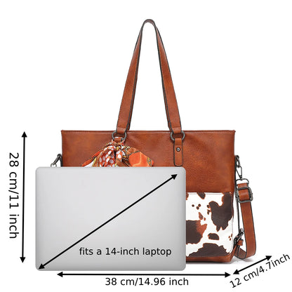 Cow Print Tote Set