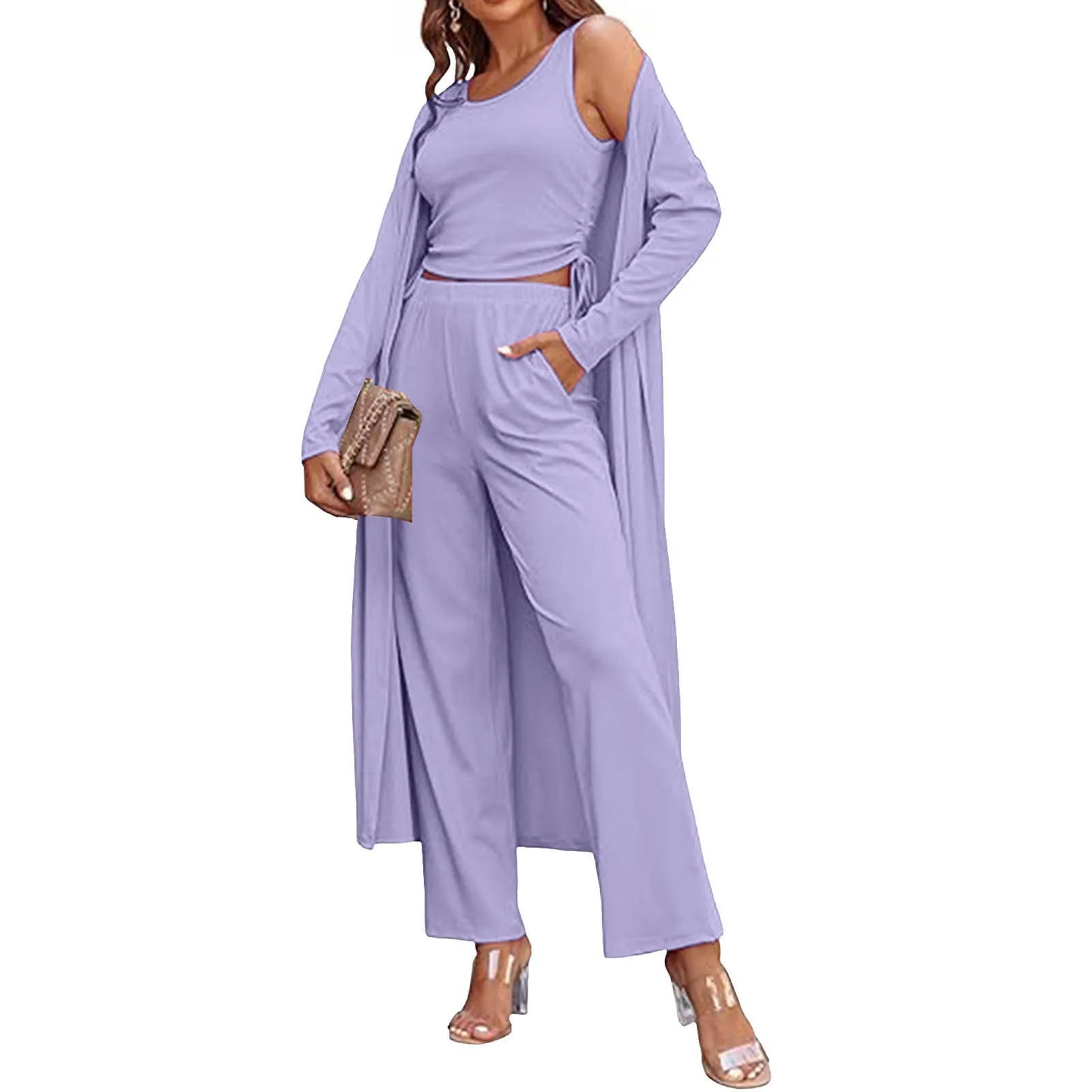 Casual Cardigan Pants Set