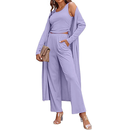 Casual Cardigan Pants Set