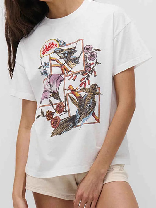 Floral Bird Print Tee